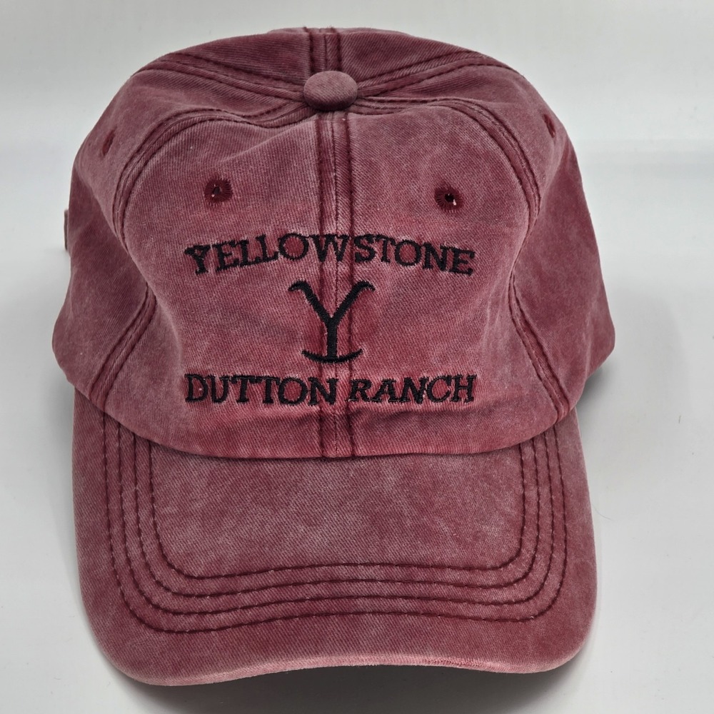 Yellowstone Dutton Ranch Logo Hat Red Denim Vintage Washed 6 Panel Dad Cap